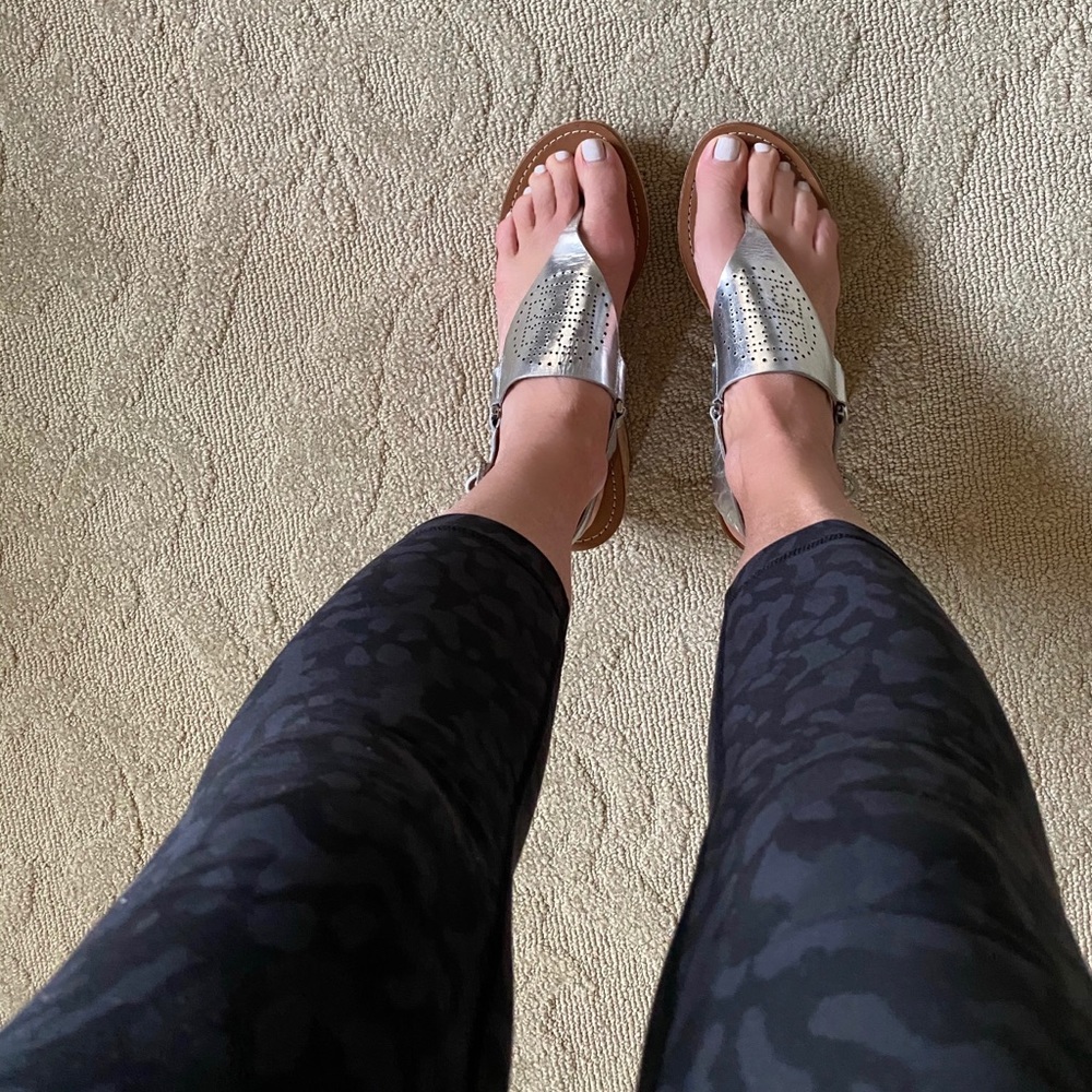 TORY BURCH silver wedges